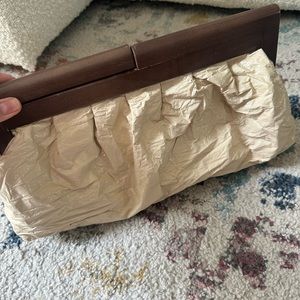crushed pleather clutch with silk inside